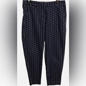 J.Crew Navy Anchor Print Stretch City Fit Pants Women’s 4 Cotton Spandex